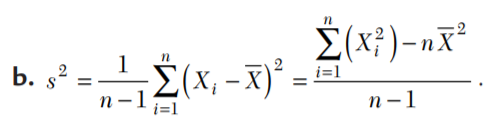 The formulas given by the definitions of population and sample variance are cumbersome, but we can...-2