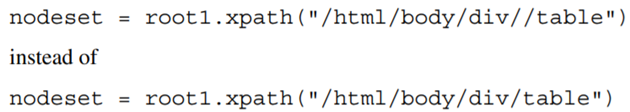 In the first XPath code shown in the reading, explain why we use With reference to the content...