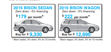 Use the information given in the Bison wagon ad to determine if this is really 0% financing. If not,...