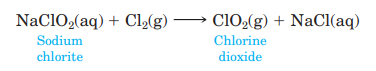 Chlorine dioxide, ClO2, is used for bleaching paper. It is also the gas used to kill the anthrax...