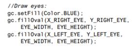 Suppose you change the order of the drawing commands in Listing 3.6 to the following. Will the...-3