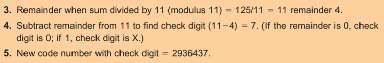 The checksum digit is calculated using the modulus of the weighted products of the number, as...-3