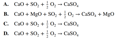 For wet scrubbing of exhaust gas to remove SO2, which equation below shows the sulfation reaction if...