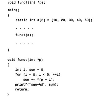 The skeletal structure of a C program is shown below. (a) What kind of argument is passed to funct?...