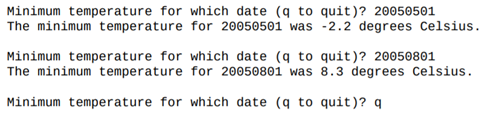 Write a function that does the same thing as the getMinTemp function above, but returns the maximum...