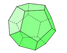 The figure below is a dodecahedron. It has 12 faces, each a regular pentagon, and each face is...