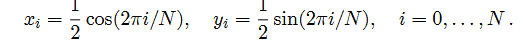 The value of p equals the circumference of a circle with radius 1/2.Suppose we approximate the...