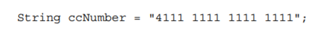 A credit card number is represented as a String ccNumber that contains four groups of four digits....