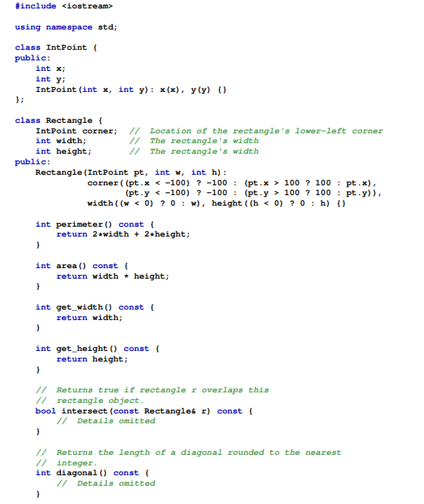 Consider the following C++ code: (a) What does the program print? (b) With regard to a Rectangle...-1