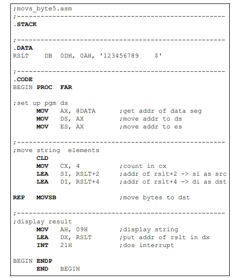 Determine the contents of RSLT after execution of the following program: