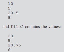 Write a program that prints out the averages between numbers stored in corresponding lines in two...-1