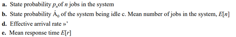 Consider a single-server system with discouraged arrivals in which the arrival rate is only when...-3