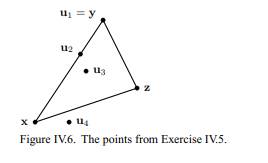 Let x = {0, 0}, y = {2, 3}, and z = {3, 1}.Determine the barycentric coordinates of the following...