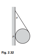 A ball is held up by a string, as shown in Fig. 2.32, with the string tangent to the ball. If the...