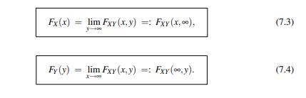 Know the rectangle formula (7.2). Know how to obtain marginal cdfs from the joint cdf; i.e., (7.3)...-2