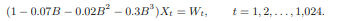 Set the seed of the random generator to 14, generate a realization of length 1,024 of a N (0, 1)...