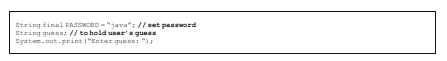 Consider the following fragment of code that initializes one string constant with a password...