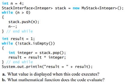 What are the contents of the stack pile after the following statements execute? Assume that MyStack...-2