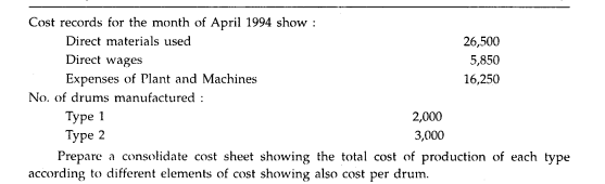 The details of expenses incurred on the manufacture of two kinds of drums in the past are given...-2