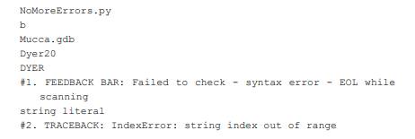 noMoreErrors.py The sample script named ‘noMoreErrors.py’ currently contains five errors. Modify the...