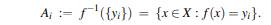 Let f :X ? Y be a function such that f takes only n distinct values, say y 1 ,...,y n . Define Let B...