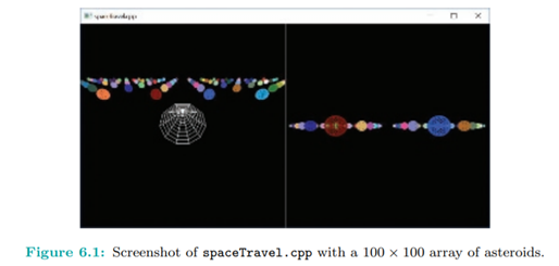 First, run the program spaceTravel.cpp of Chapter 4 with its current values of ROWS and COLUMNS,...