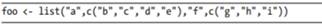 Given a list whose members are character string vectors of varying lengths, use a disposable...