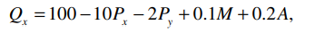 Suppose that the estimated demand equation for a firm’s good is where Qx d is unit sales of good x,...