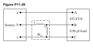 The balanced three-phase load shown in Fig. P11.49 is fed from a balanced, positive-sequence,...