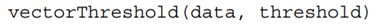 Write a function that generates a Boolean vector whose elements correspond to data and whose...