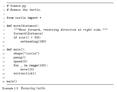 Try smaller and larger values in the call range(100) on line 16 of Example 1.5. Describe the effects...