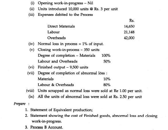 RP Limited furnishes you the following information relating to Process B for the month of October,...