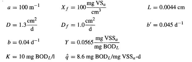 You wish to use a completely mixed biofilm reactor to treat 1,000 m 3 /d of wastewater with 100 mg...