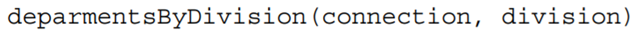 Write a function that queries the departments table for the set of departments in the given...