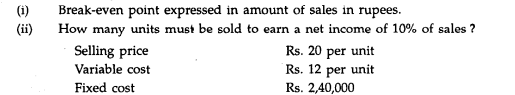 From the following data calculate: