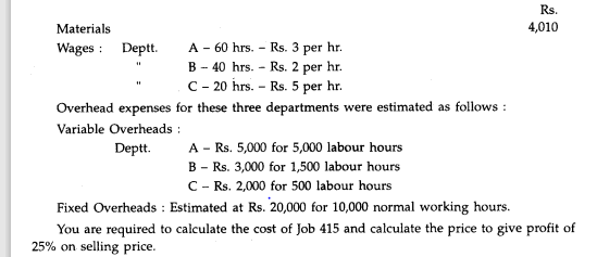 The following direct costs were incurred on Job. No: 415 of Standard Radio Company.