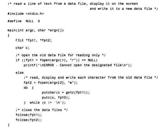 Consider the program shown below, which reads a line of text from an existing data file, displays it...