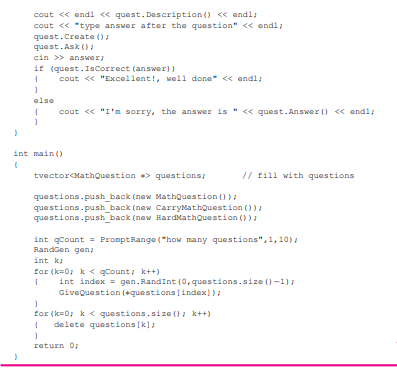 Implement the class MultipleChoice shown in Figure 13.1. You’ll need to decide on some format for...-3