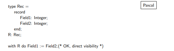 Pascal contains the construct with which opens the scope of a record so that the field names can be...