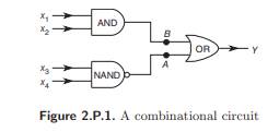 Consider the combinational switching circuit shown in Figure 2.P.1, with four inputs and one output....-2