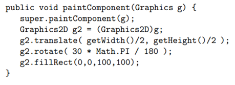 Describe the picture that is produced by the following paintComponent() method: Describe the object...-1