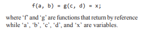 Calls to functions that return by reference can be put on the left-hand side of the assignment...