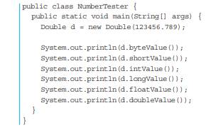 Since Byte, Short, Integer, Long, Float, and Double are subclasses of Number, they inherit all the...