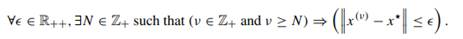 Show that any convergent sequence is Cauchy. That is, suppose that {x(?)}8 ?=0 converges to x and...-1