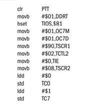 What would be the output frequency of the PT0 signal generated by the following program segment?