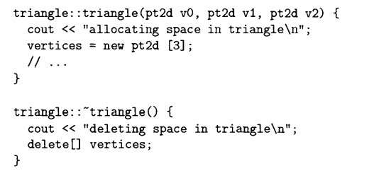 Add printing statements in the constructors and destructor of the class triangle, declared in §5.2....