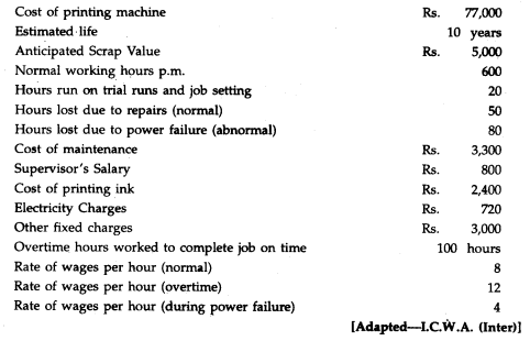 From the following data for the month of January 1992 compute the machine hour rate to be charged in...