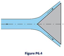 A water jet 50 mm in diameter impinges on a cone as shown in Figure P6.4. If the water velocity has...