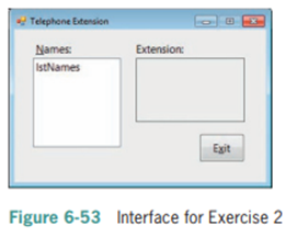 In this exercise, you create an application that displays the telephone extension corresponding to...-2