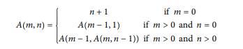 The goal of this exercise is to translate a recursive definition into a Java method. The Ackermann...